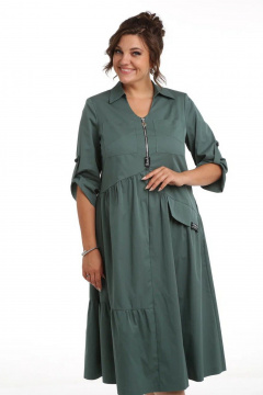 Платье А-силуэта с разрезами и декоративной молнией Rishelie 903 морская-волна - фото 4