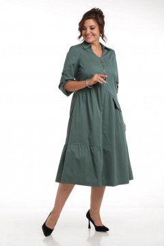 Платье А-силуэта с разрезами и декоративной молнией Rishelie 903 морская-волна - фото 3