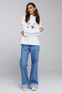 Демисезонный трикотажный джемпер с печатью «Girl» Butеr 2891 молочный - фото 4