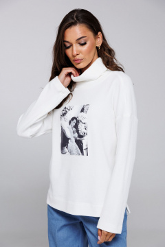 Демисезонный трикотажный джемпер с печатью «Girl» Butеr 2891 молочный - фото 2