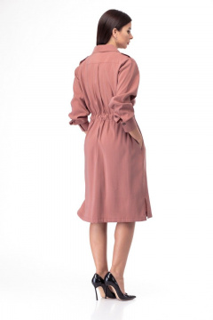 Платье классического кроя средней длины с поясом в стиле на каждый день Anelli 900 терракот - фото 5