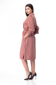 Платье классического кроя средней длины с поясом в стиле на каждый день Anelli 900 терракот - фото 4