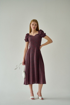 Красное или серое платье из вискозы с открытой спинкой и разрезом Мастер Мод 844вмс серый_красные_цветочки - фото 5