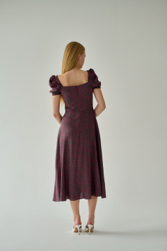 Красное или серое платье из вискозы с открытой спинкой и разрезом Мастер Мод 844вмс серый_красные_цветочки - фото 2