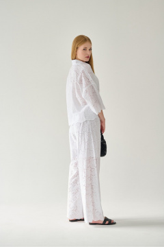 Белая хлопковая блузка с классическим воротником и коротким рукавом Мастер Мод 853с белый - фото 5