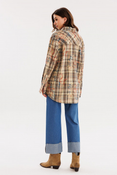 Голубые джинсовые брюки с лампасами и декором на карманах EOLA 2611.1 темно-голубой - фото 2