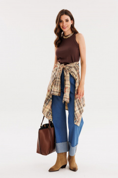 Голубые джинсовые брюки с лампасами и декором на карманах EOLA 2611.1 темно-голубой - фото 3