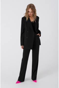 Оверсайз жакет из текстиля со средним швом и прорезными карманами PiRS 4642 черный - фото 3