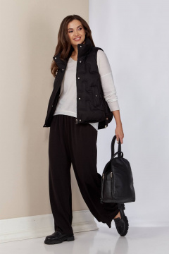 Демисезонный черный жилет на молнии с прорезными карманами Shetti 2152 черный - фото 4