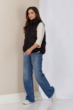 Демисезонный черный жилет на молнии с прорезными карманами Shetti 2152 черный - фото 3