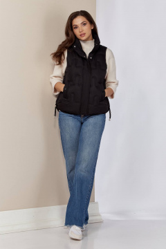 Демисезонный черный жилет на молнии с прорезными карманами Shetti 2152 черный - фото 2