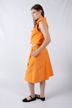 Летняя юбка А-образного силуэта с карманами и защипами Mita ЖМ1106 оранжевый - фото 5