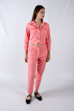 Зауженные летние брюки с накладными карманами Mita ЖМ1207 розовый - фото 3