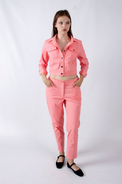 Зауженные летние брюки с накладными карманами Mita ЖМ1207 розовый - фото 2