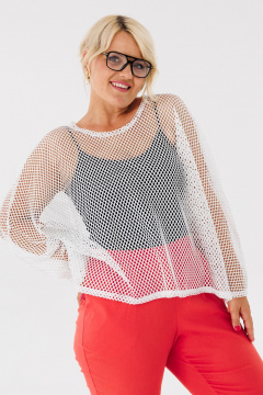 Топ plus size из сетки с перламутровым блеском Anastasia 1119.2 белый - фото 3