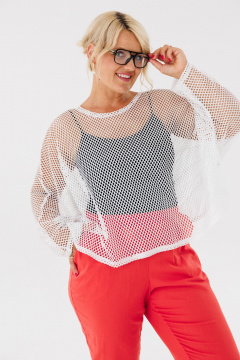 Топ plus size из сетки с перламутровым блеском Anastasia 1119.2 белый - фото 2