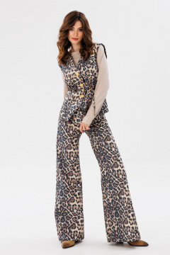 Джинсовые брюки с анималистичным принтом и накладными карманами EOLA 2673 леопард - фото 3