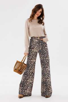 Джинсовые брюки с анималистичным принтом и накладными карманами EOLA 2673 леопард - фото 1