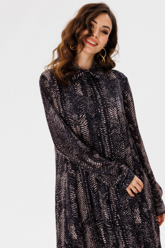Платье рубашечного силуэта из креп-атласа с принтом EOLA 2681 черный_принт - фото 4