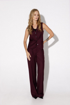 Деловой трикотажный костюм-тройка из жакета, жилета и брюк PiRS 4823 бургунди - фото 3