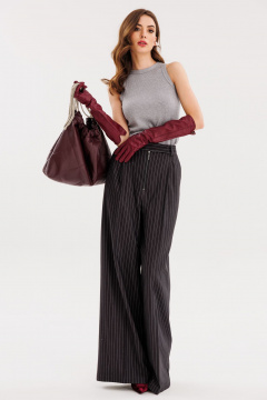 Брюки полоска из костюмной ткани с карманами демисезон EOLA 2725 графит_ полоска - фото 3