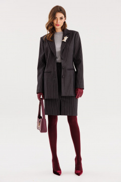 Юбка из костюмной ткани в полоску с разрезом и подкладкой EOLA 2724 черный - фото 5