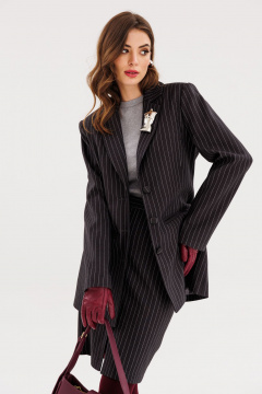 Юбка из костюмной ткани в полоску с разрезом и подкладкой EOLA 2724 черный - фото 2