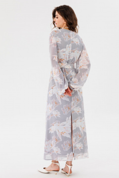Платье из шифона с принтом, полуприлегающего силуэта EOLA 2718 светло-серый_принт - фото 2