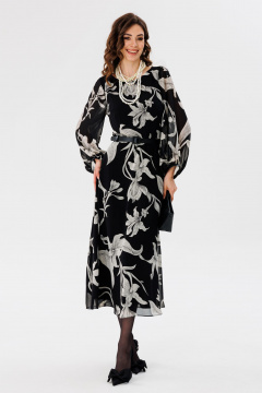 Платье из шифона с принтом, миди с втачным рукавом EOLA 2716 черный_принт - фото 5