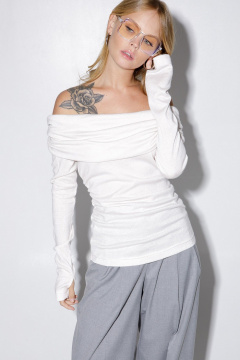 Брюки и джемпер из трикотажа и текстиля PiRS 5204 жемчужный+ светло-серый - фото 2