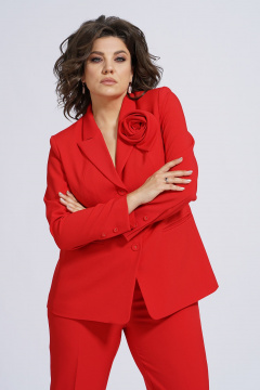 Деловой костюм брюки и жакет приталенный на подкладке Alani Collection 2143 красный - фото 3