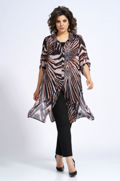 Демисезонный комплект блузон, блуза и брюки в стиле повседневный Alani Collection 2153 зебра - фото 5