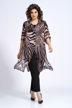 Демисезонный комплект блузон, блуза и брюки в стиле повседневный Alani Collection 2153 зебра - фото 4