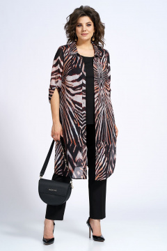 Демисезонный комплект блузон, блуза и брюки в стиле повседневный Alani Collection 2153 зебра - фото 1