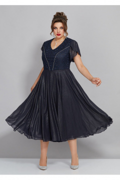 Круглогодичное платье из шифона и кружева с кружевным поясом Mira Fashion 5429 - фото 1