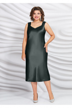 Платье из атласа с органзовым цветком Mira Fashion 5443-2 - фото 4