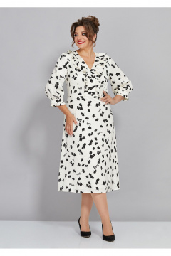 Платье из принтованной ткани с рюшей и вытачками Mira Fashion 5452 - фото 1