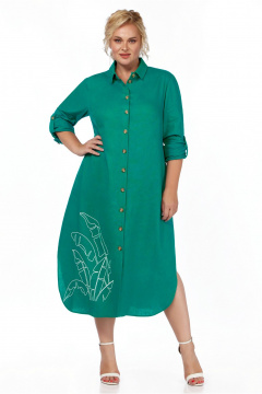 Льняное свободное платье бохо с карманами и разрезами LaKona 11513 ментол - фото 4