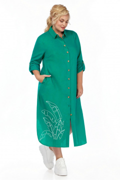 Льняное свободное платье бохо с карманами и разрезами LaKona 11513 ментол - фото 3