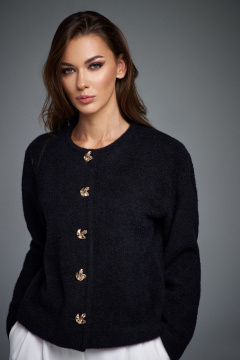 Короткий трикотажный джемпер с круглой горловиной DILIA 0882 черный - фото 2