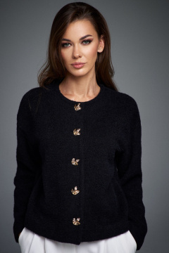 Короткий трикотажный джемпер с круглой горловиной DILIA 0882 черный - фото 1