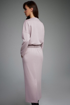 Комплект джемпер и юбка с прорезной линией и поясом-завязкой DILIA 0883 пыльная_роза - фото 4