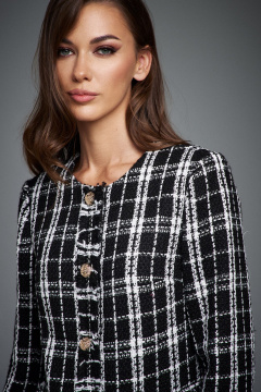 Короткий жакет-утон с бахромой и однобортной застежкой DILIA 0889  мультидизайн - фото 2