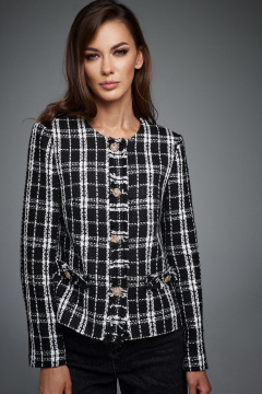 Короткий жакет-утон с бахромой и однобортной застежкой DILIA 0889  мультидизайн - фото 1