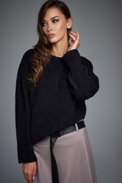 Свободный трикотажный джемпер с длинным рукавом DILIA 0895 черный - фото 2