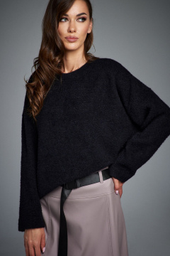 Свободный трикотажный джемпер с длинным рукавом DILIA 0895 черный - фото 1