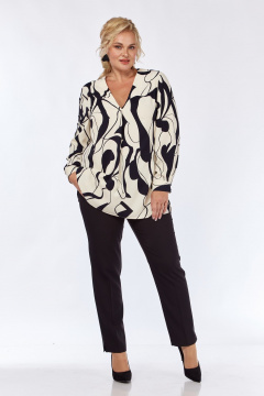 Блуза с принтом, складками и поясом, светлая и нарядная Элль-стиль 2311а - фото 3