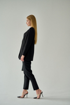 Зауженные брюки со стрелками и широким поясом Мастер Мод 751-200зс чёрный - фото 3