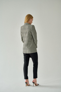 Жакет из текстиля в клетку с прорезными карманами Мастер Мод 761бс серый - фото 2