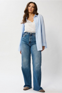 Белая рубашечная блуза с воротником стойкой и нагрудным карманом Mislana 1095 - фото 3